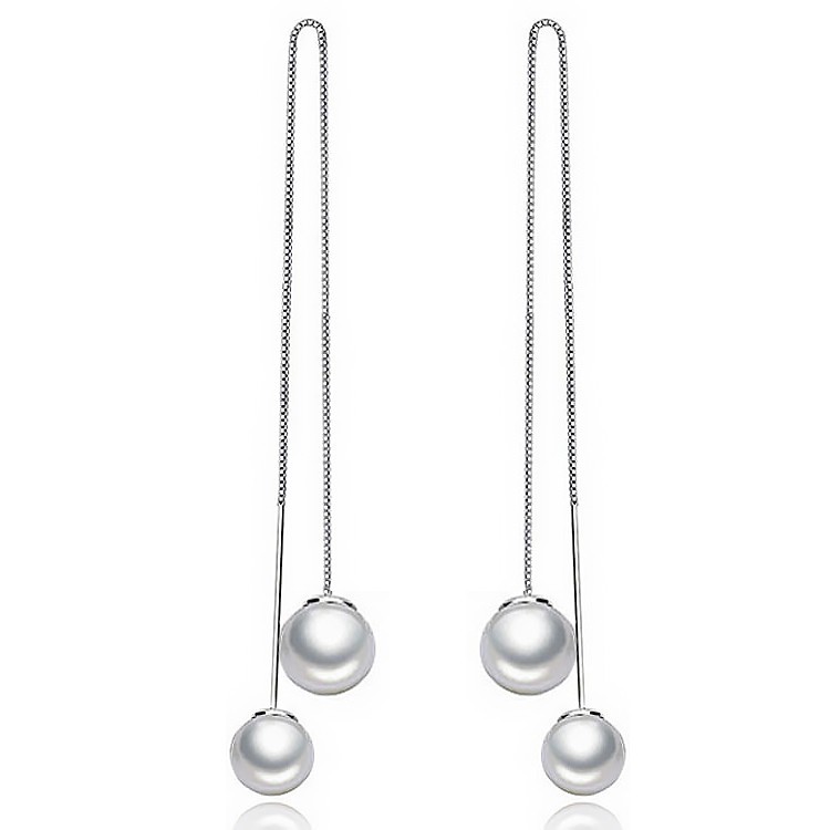 Сережки покриття срібло з кристалами і перлами №12041 