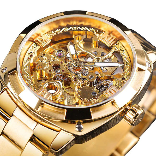 Чоловічий годинник механічний Forsining gold