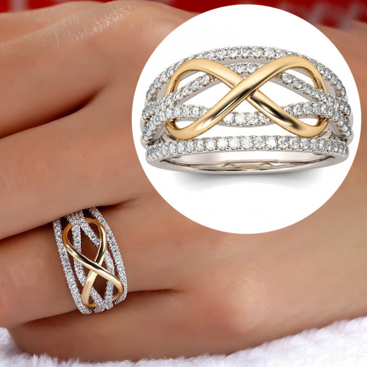 Каблучка позолочена з кристалами  №9550