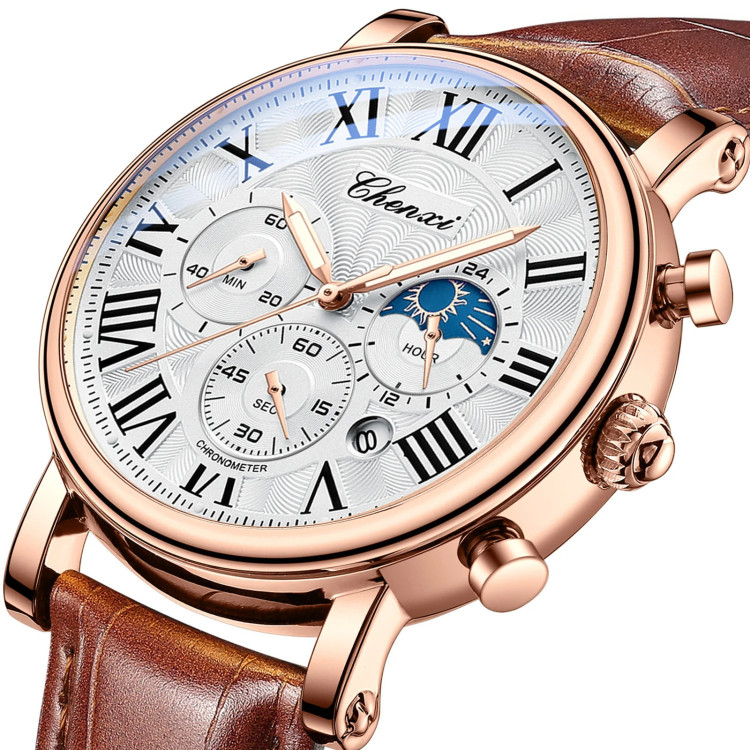 Чоловічий годинник CHENXI gold + brown