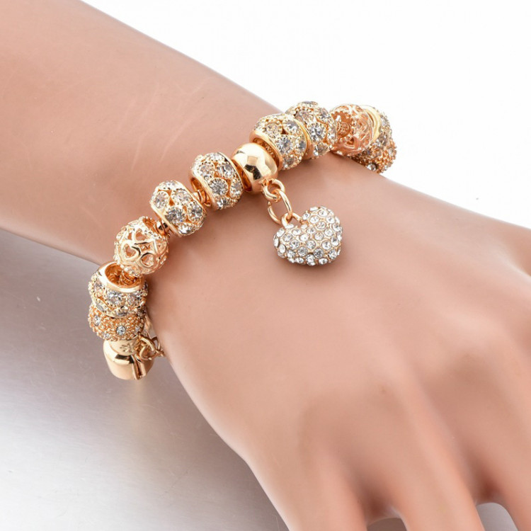 Браслет позолочений з кристалами №9808 