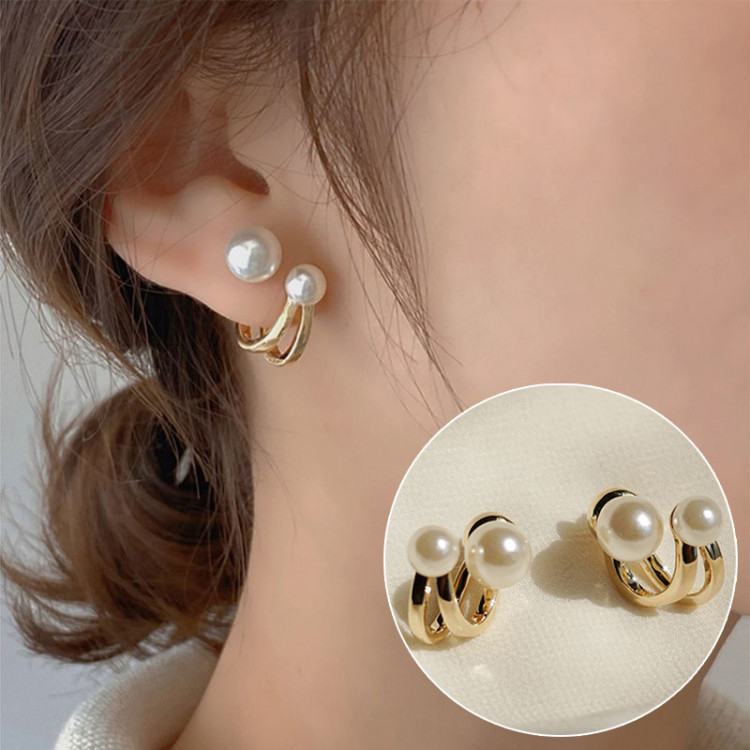 Сережки позолочені з перлами №9632 