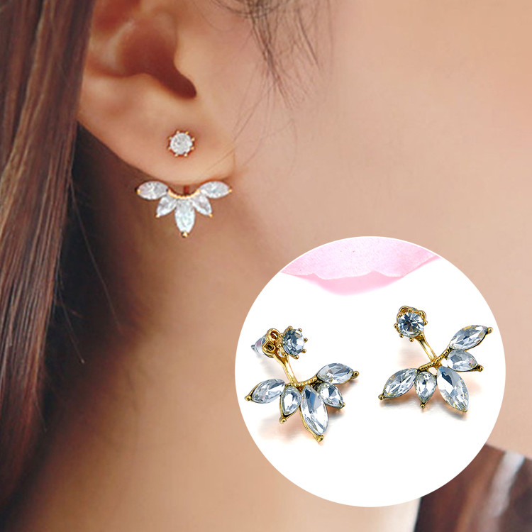 Сережки позолочені з кристалами №8208 