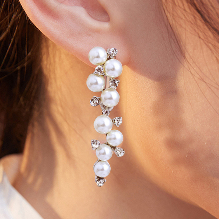 Сережки позолочені з кристалами і перлами №06058