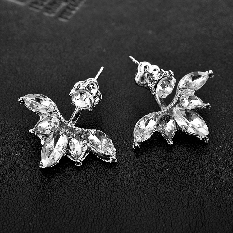 Сережки покриття срібло з кристалами №8209  - 