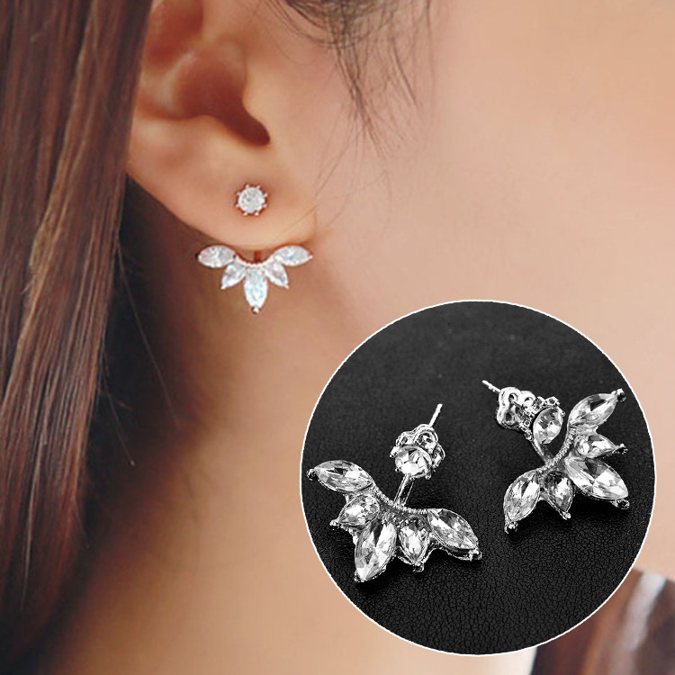 Сережки покриття срібло з кристалами №8209 