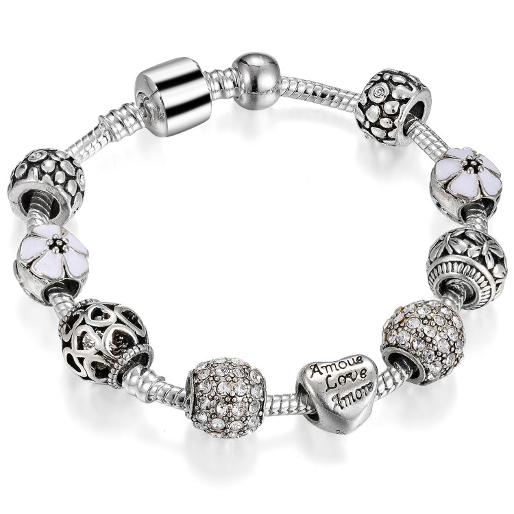 Браслет покриття срібло з кристалами №9814 