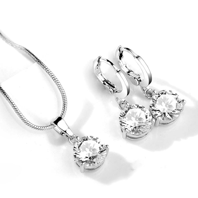 Комплект біжутерії покриття срібло з кристалами №10015 