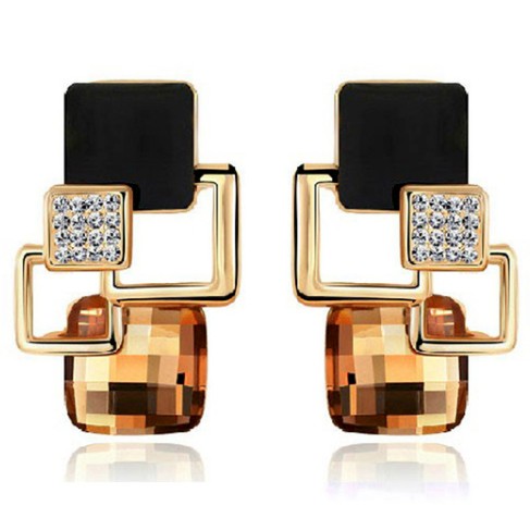 Сережки позолочені з кристалами №134-32