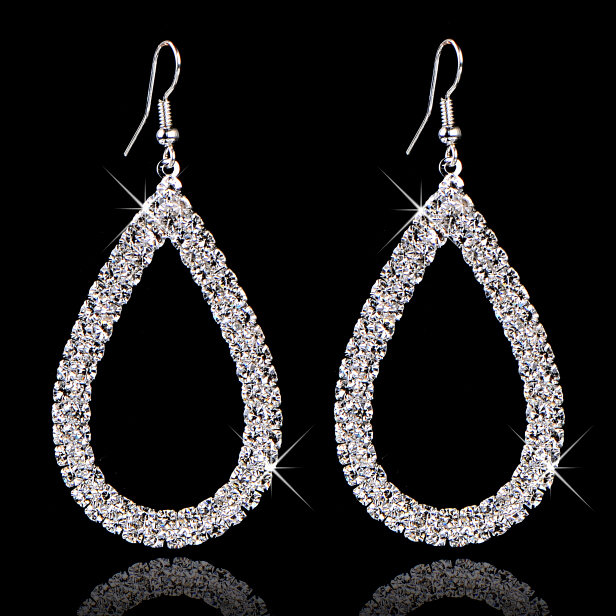 Сережки покриття срібло з кристалами №09059 