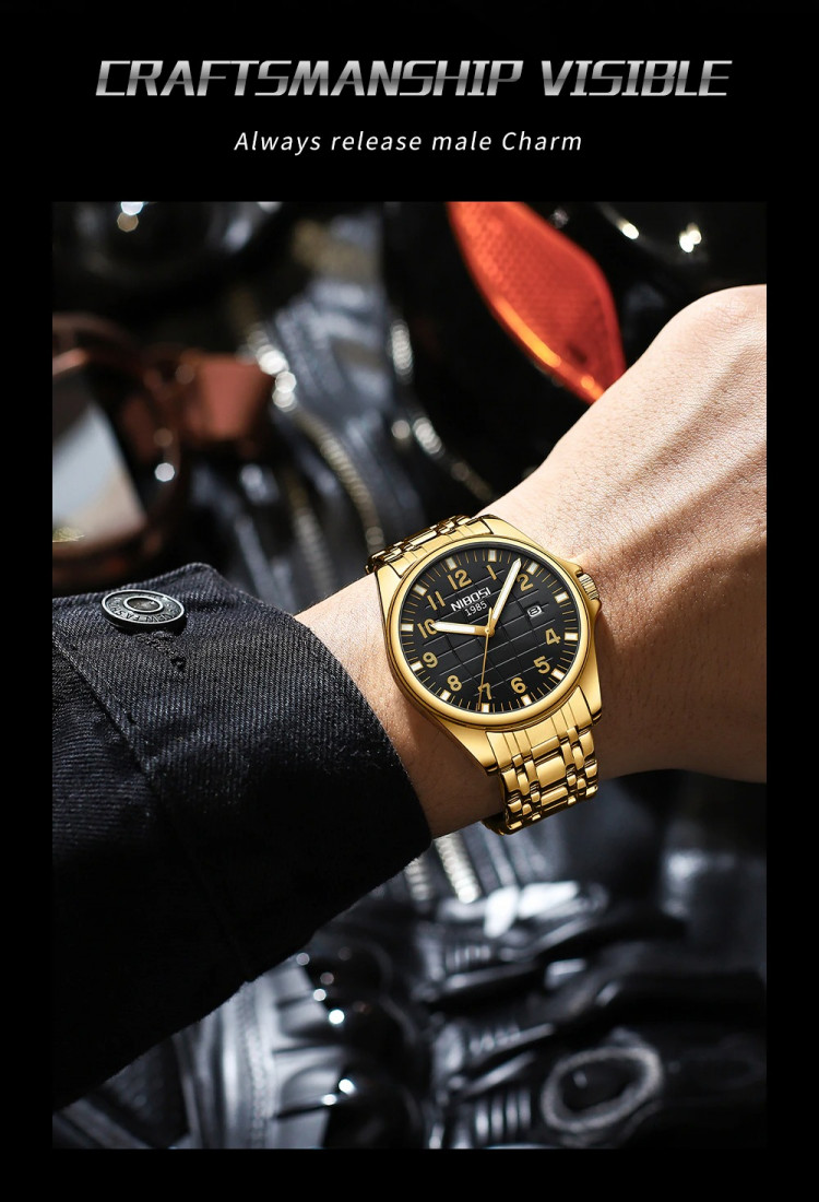 Чоловічий годинник NIBOSI gold+black - 