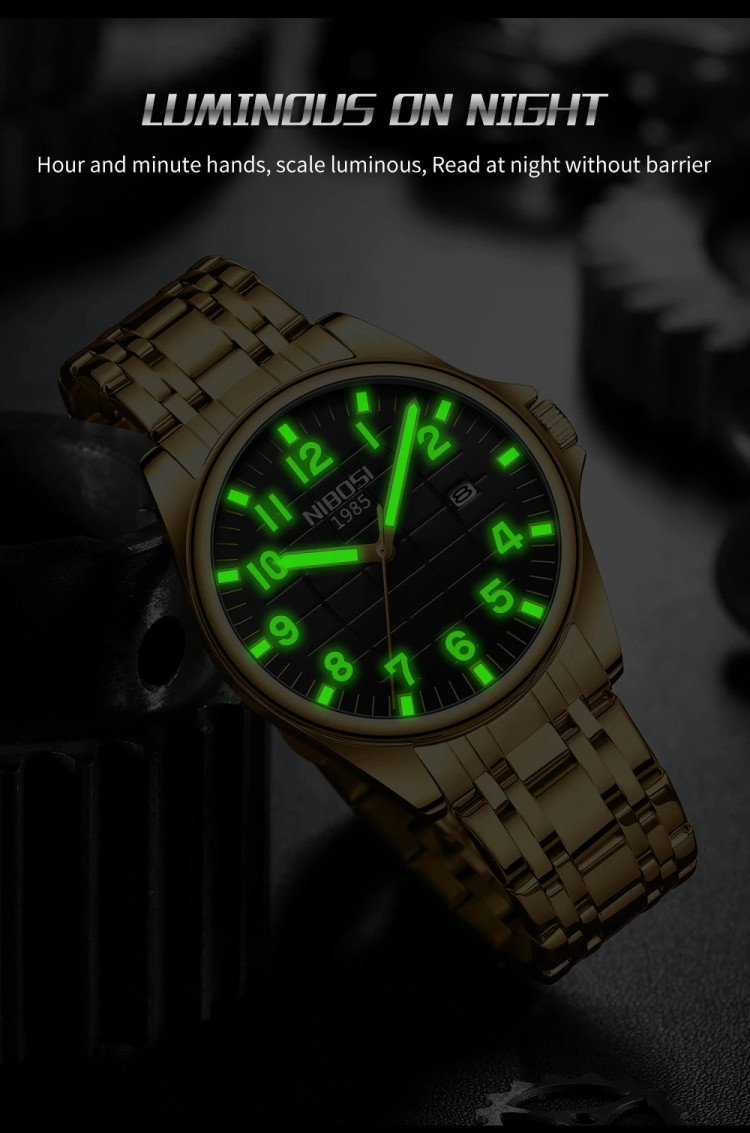 Чоловічий годинник NIBOSI gold+black - 