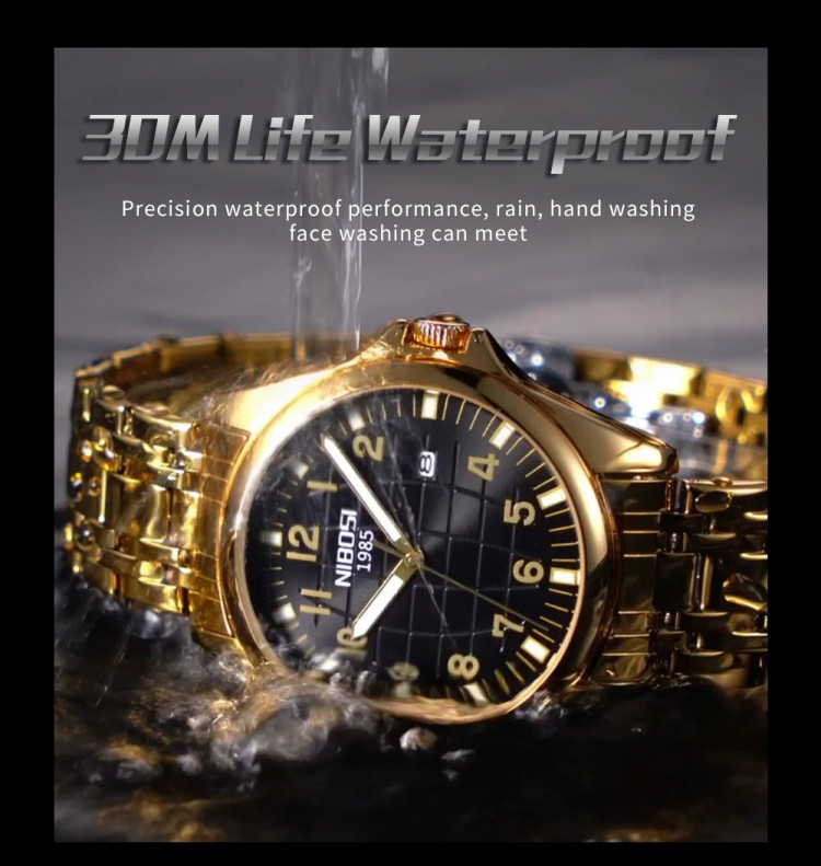 Чоловічий годинник NIBOSI gold+black - 