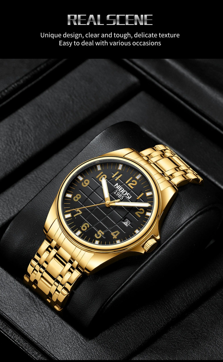 Чоловічий годинник NIBOSI gold+black - 