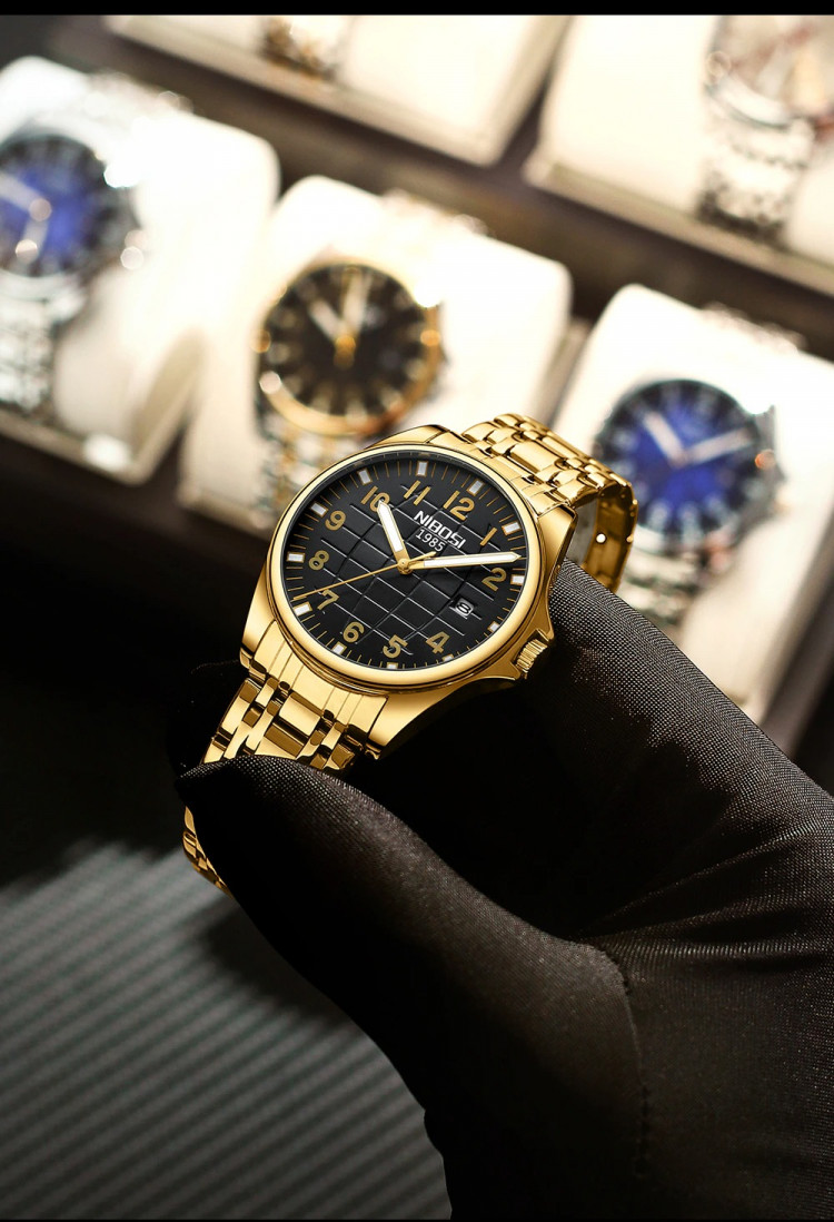 Чоловічий годинник NIBOSI gold+black - 