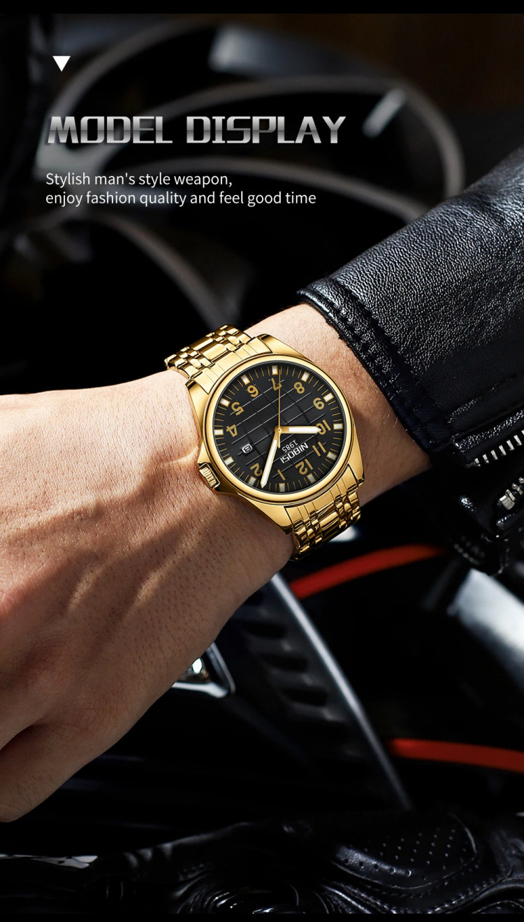 Чоловічий годинник NIBOSI gold+black - 