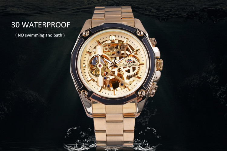 Чоловічий годинник механічний Forsining gold - 