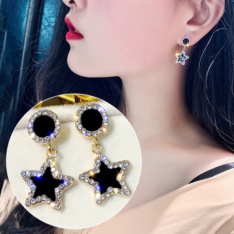 Сережки позолочені з кристалами №9217 