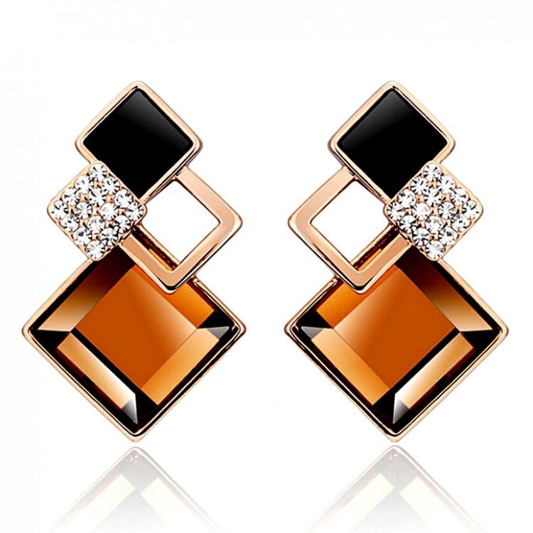 Сережки позолочені з кристалами №130-35