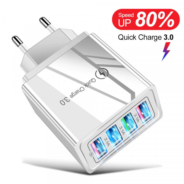 Зарядний пристрій 4xUSB Quick Charge 3.1A 45W Maх