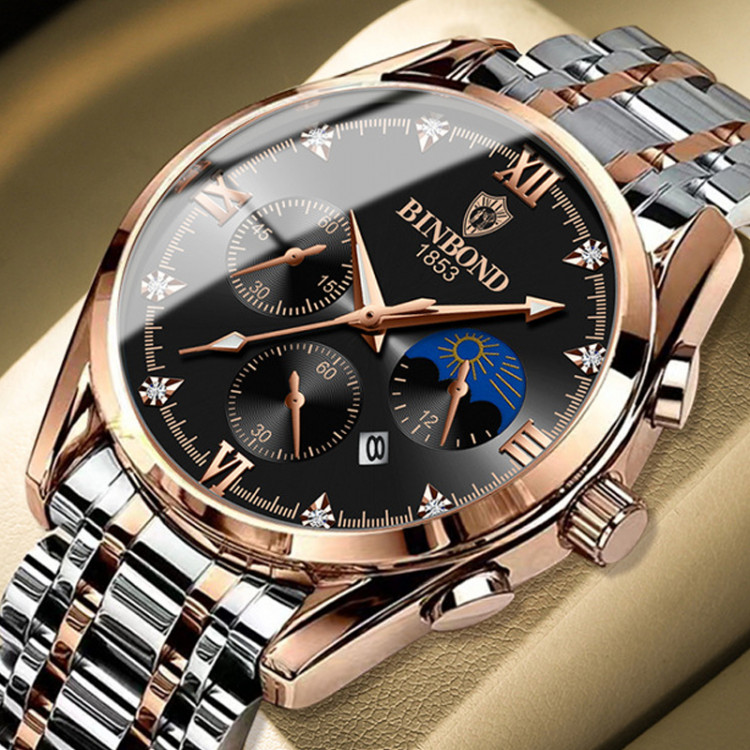 Чоловічий годинник BINBOND silver+gold 