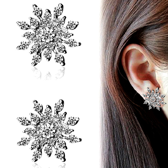 Сережки покриття срібло з кристалами №09065 