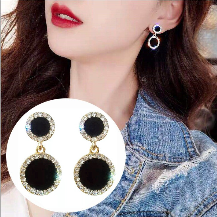 Сережки позолочені з кристалами №9224 