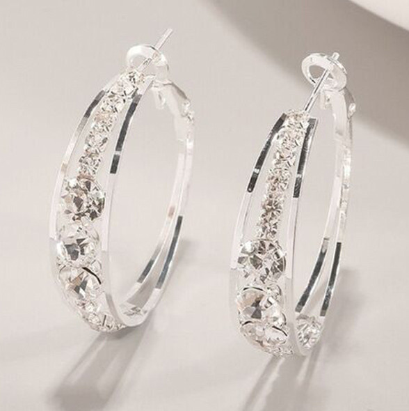 Сережки покриття срібло з кристалами №102-28