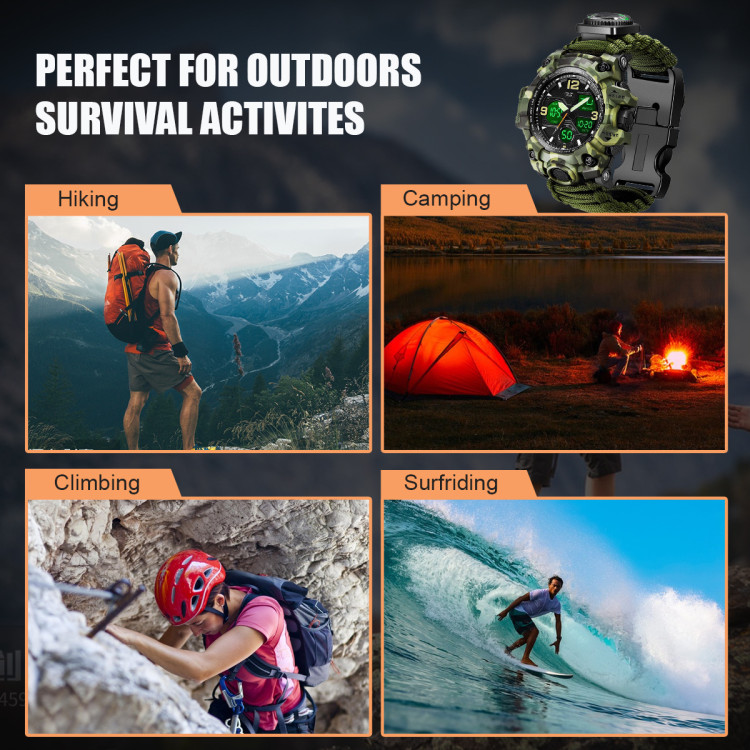 Чоловічий годинник Survival army green | 2 ремінці - 