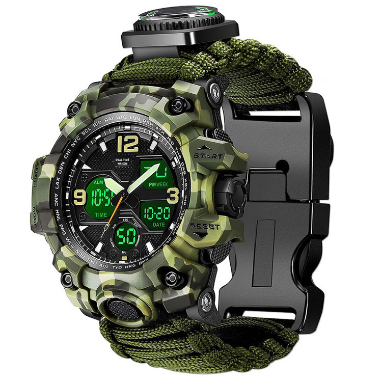 Чоловічий годинник Survival army green | 2 ремінці