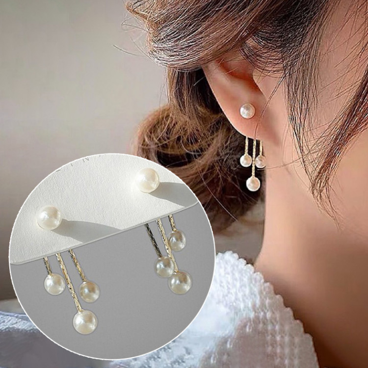 Сережки позолочені з перлами №9225 