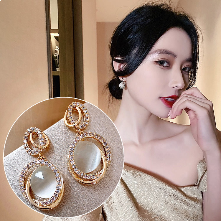 Сережки позолочені з кристалами №9226 