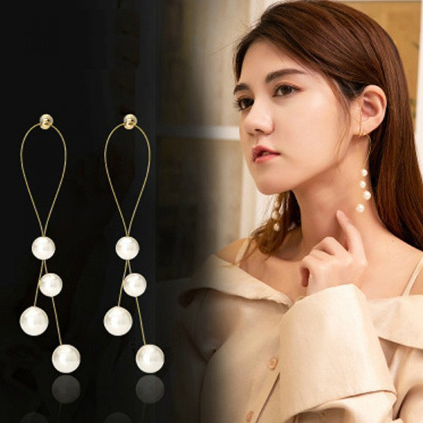 Сережки позолочені з перлами №9227