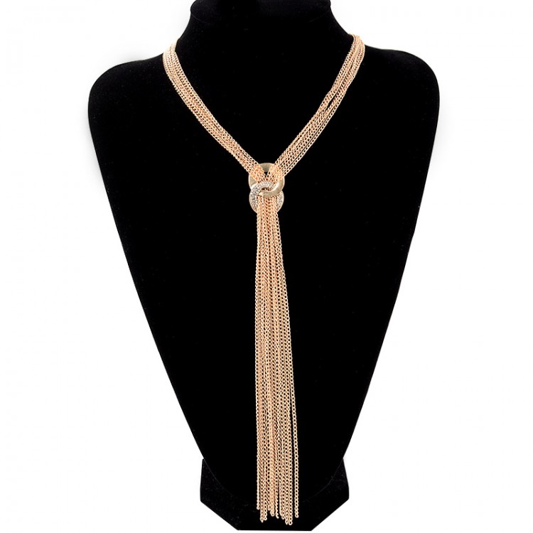 Кольє позолочене з кристалами №06074