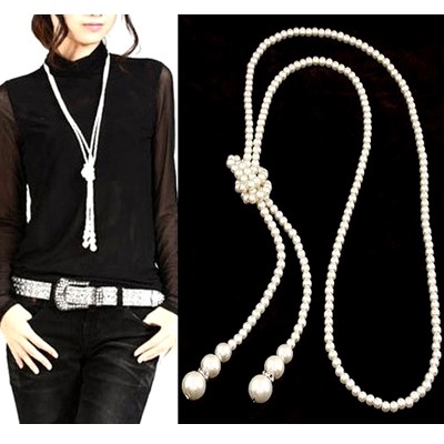 Кольє покриття срібло з перлами №06019