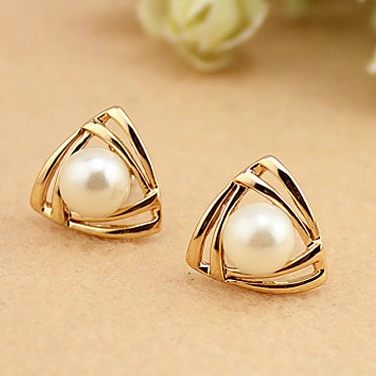 Сережки позолочені з перлами №8235 