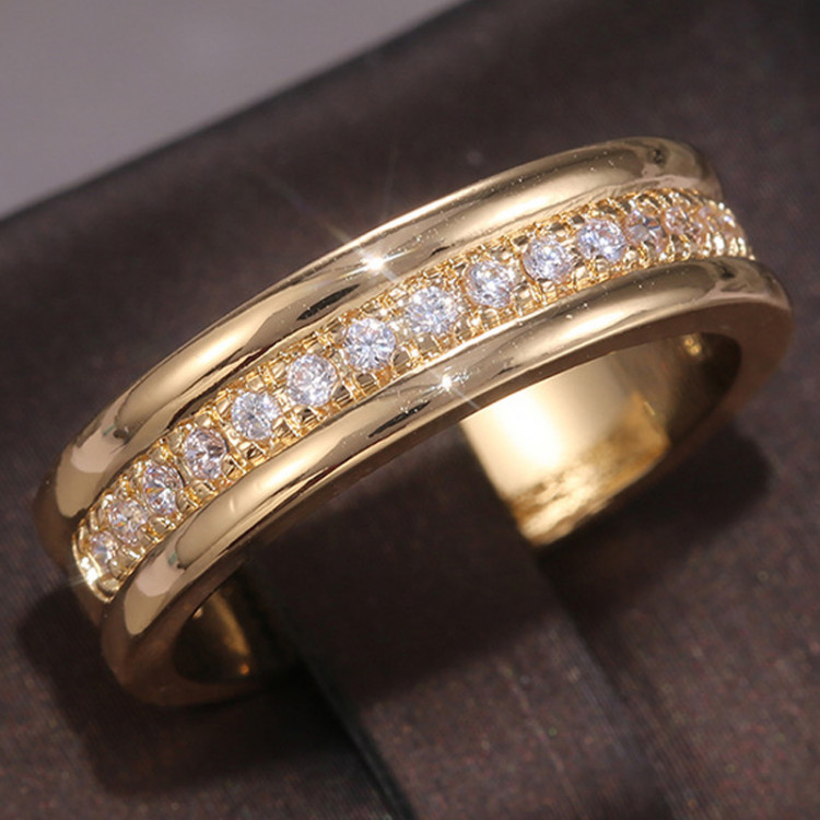 Каблучка позолочена з кристалами №129-18