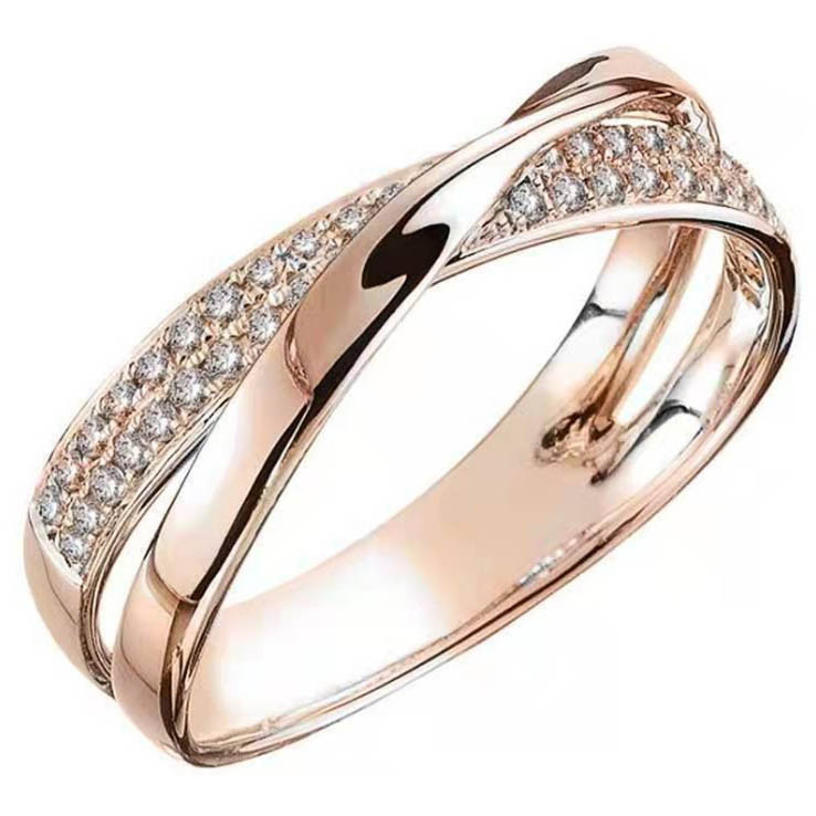 Каблучка позолочена з кристалами №102-04