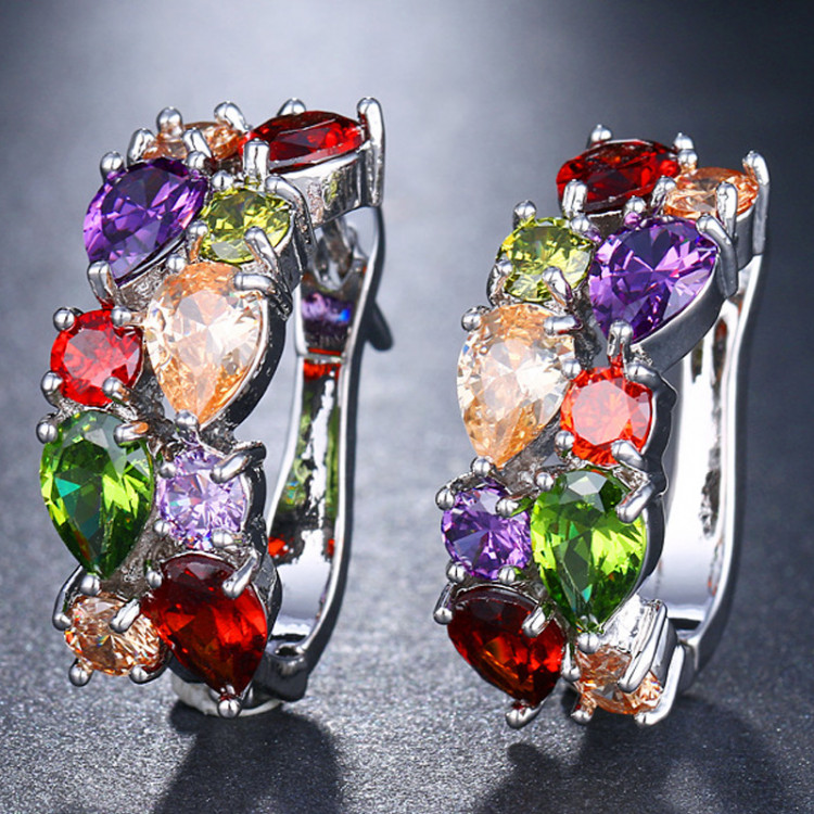 Сережки покриття срібло з кристалами №10046 