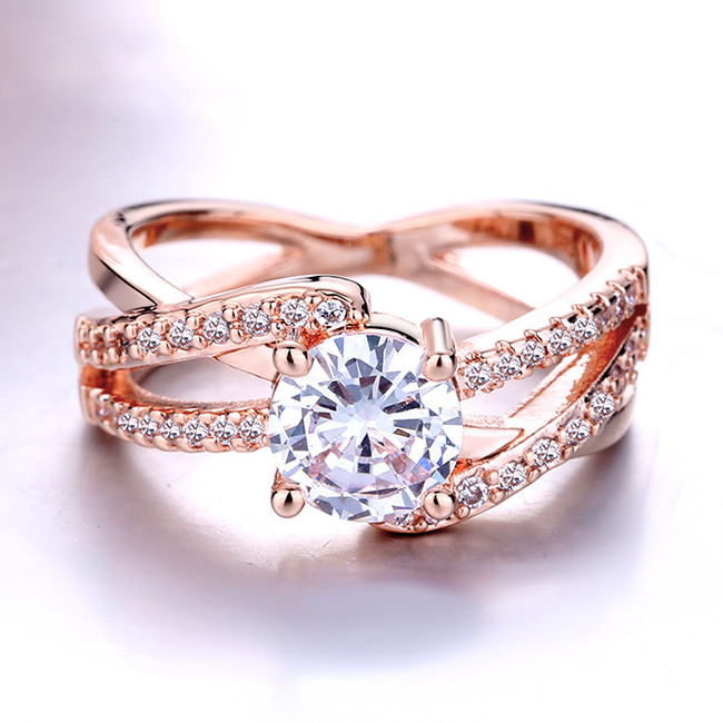 Каблучка позолочена з кристалами №120-08 