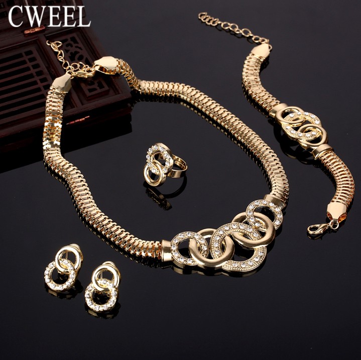 Комплект біжутерії позолочений з кристалами №8401 - 