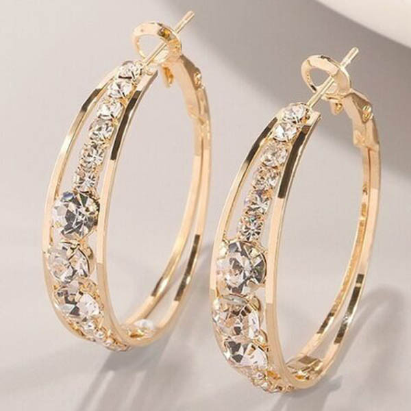 Сережки позолочені з кристалами №102-08 