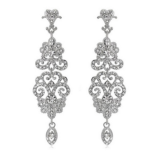 Сережки покриття срібло з кристалами №11009 