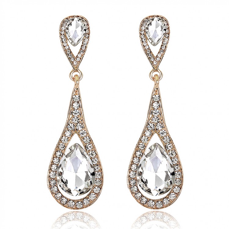 Сережки позолочені з кристалами №09092 