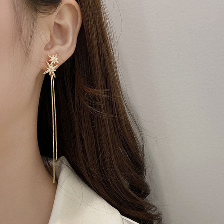 Сережки позолочені з кристалами №9670 