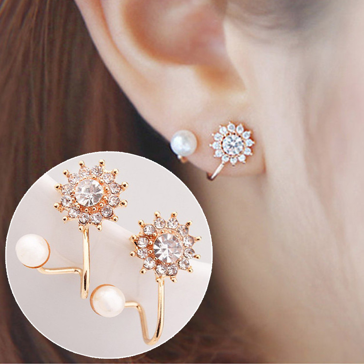 Сережки позолочені з кристалами №8316 