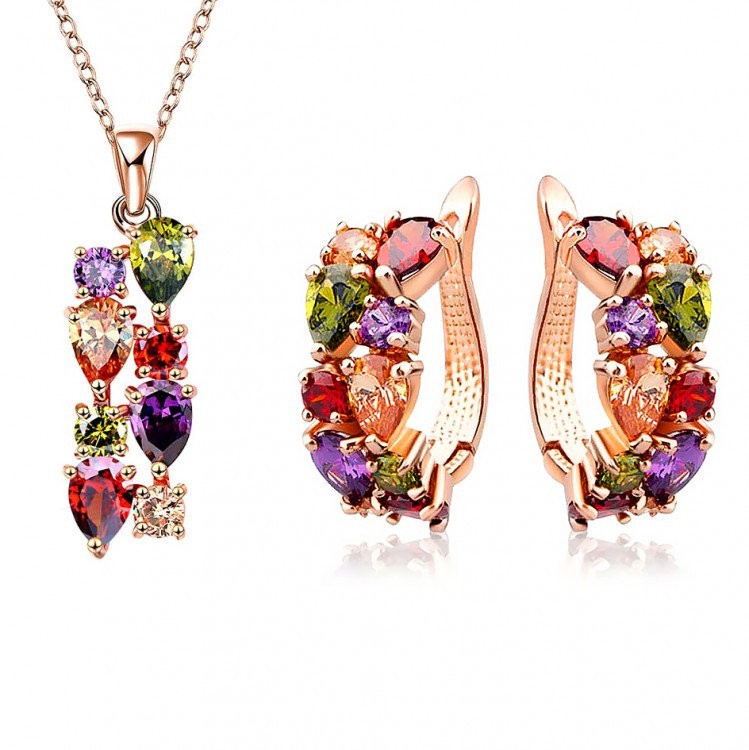 Комплект біжутерії позолочений з кристалами №10001 