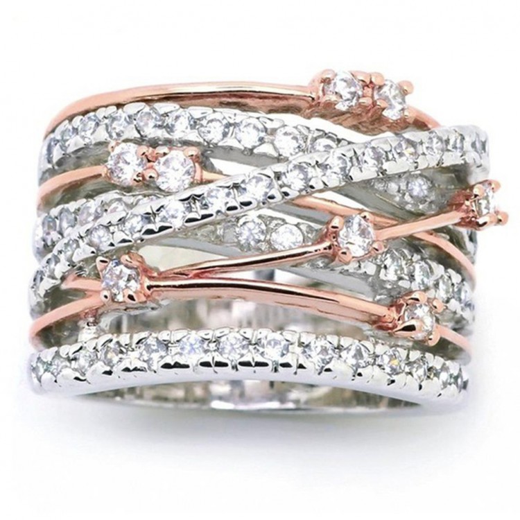 Каблучка позолочена з кристалами №46004 