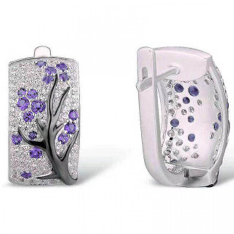 Сережки покриття срібло з кристалами №100-20