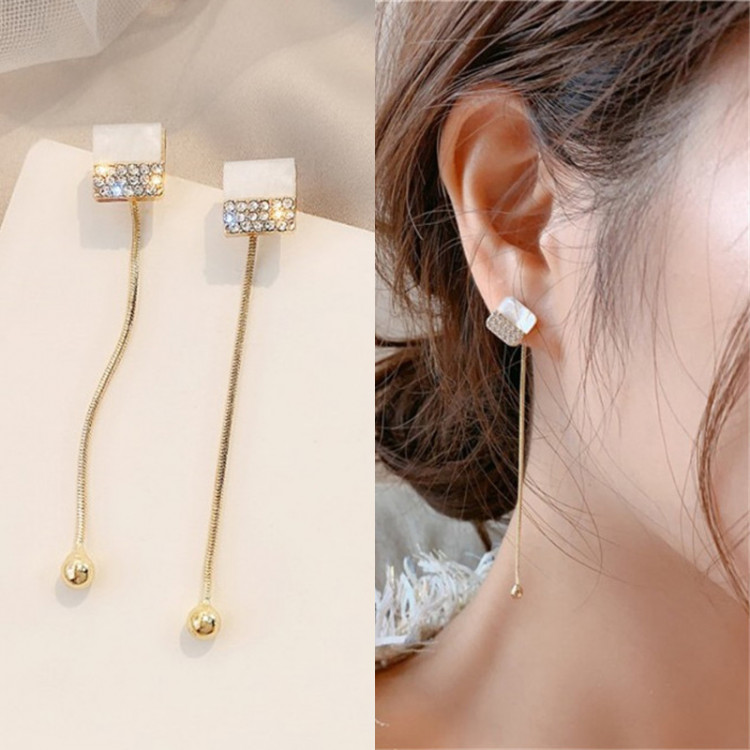 Сережки позолочені з кристалами №9672 